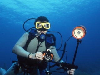 Brad with underwater camera-Belize