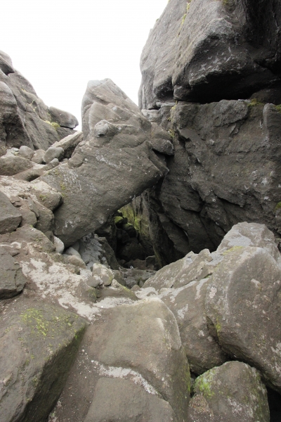 Lakagigar rock formations within crater (dig)-Iceland