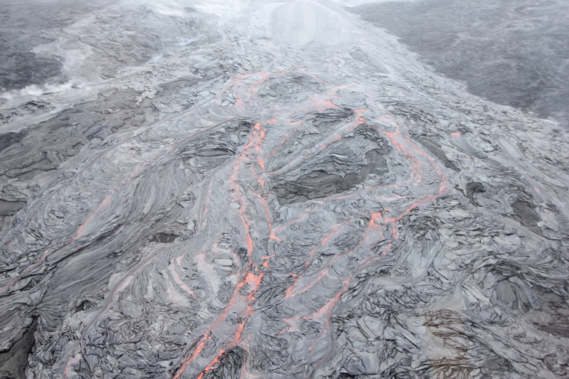 Lava field from helicopter (dig)-Volcanoes National Park, Hawaii