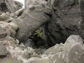 Lakagigar rock formations within crater (dig)-Iceland