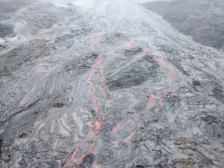 Lava field from helicopter (dig)-Volcanoes National Park, Hawaii