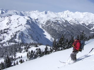 Mountains & guide at Selkirk Wilderness Skiing (dig)